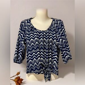 HeartSoul Navy and White Zigzag Blouse